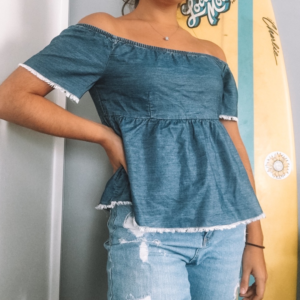 Denim Off the Shoulder Top